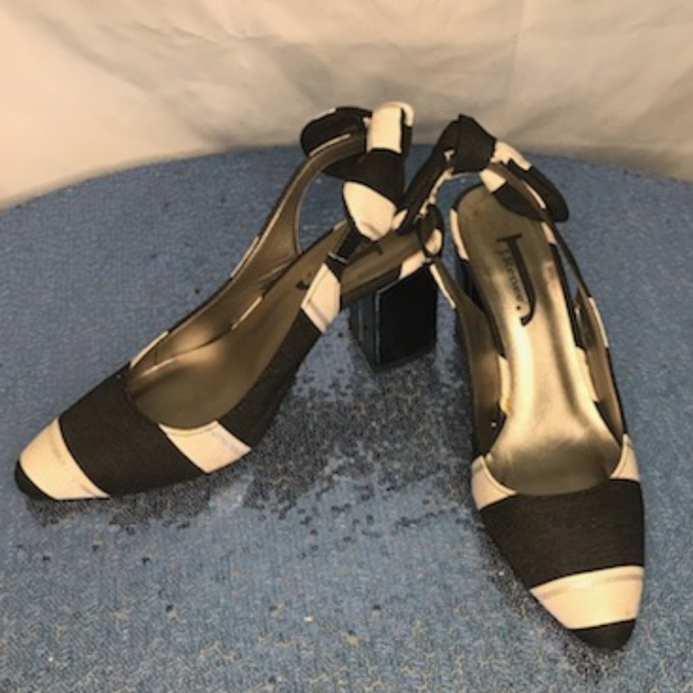 J.Renee Black White Silver Heels - Size 6.5